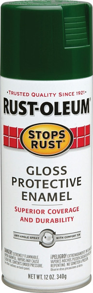 RUST-OLEUM STOPS RUST 7738830 Protective Enamel Spray Paint, Gloss, Hunter Green, 12 oz, Aerosol Can [SKU: ORG2556736]
