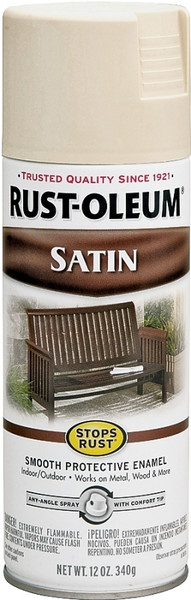 RUST-OLEUM STOPS RUST 7758830 Enamel Paint, Low Satin, Almond, 12 oz, Aerosol Can [SKU: ORG4681938]