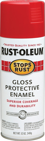 RUST-OLEUM STOPS RUST 7762830 Protective Enamel Spray Paint, Gloss, Sunrise Red, 12 oz, Aerosol Can [SKU: ORG6944466]