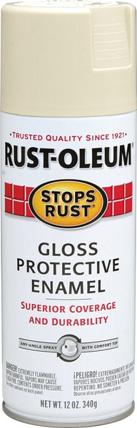 RUST-OLEUM STOPS RUST 7770830 Protective Enamel Spray Paint, Gloss, Almond, 12 oz, Aerosol Can [SKU: ORG2959344]