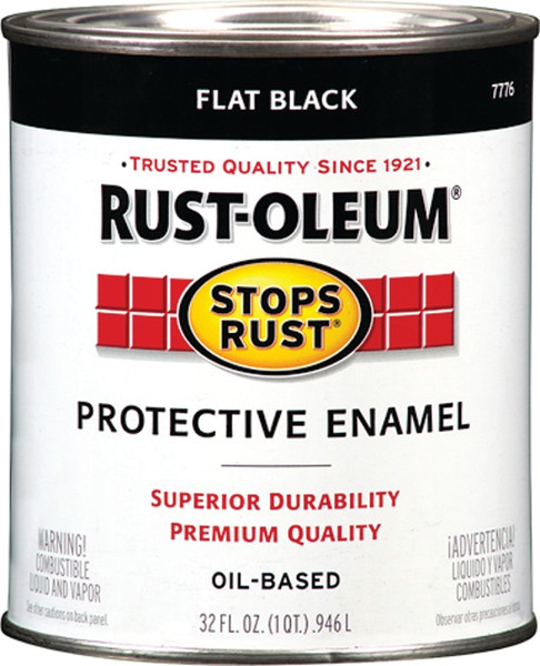 RUST-OLEUM STOPS RUST 7776502 Protective Enamel, Flat, Black, 1 qt Can [SKU: ORG8564221]