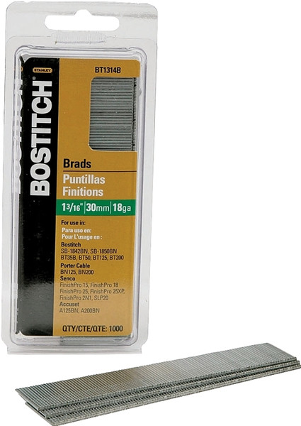 Bostitch BT1314B Nail, 1-3/16 in L, 18 Gauge, Steel, Coated, Brad Head, Smooth Shank [SKU: ORG6510317]