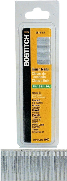Bostitch SB16-150 Finish Nail, 1-1/2 in L, 16 Gauge, Steel, Coated, Smooth Shank [SKU: ORG6075311]