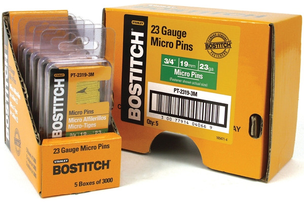 Bostitch PT-2319-3M Pin Nail, 0.64 in Dia, 3/4 in L, 23 ga Thick, Steel, Bright [SKU: ORG2821221]
