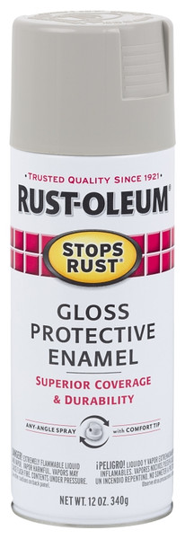 RUST-OLEUM STOPS RUST 7783830 Protective Enamel Spray Paint, Gloss, Pewter Gray, 12 oz, Aerosol Can [SKU: ORG6786511]