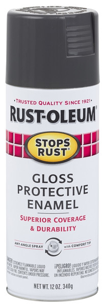 RUST-OLEUM STOPS RUST 7784830 Protective Enamel Spray Paint, Gloss, Charcoal Gray, 12 oz, Aerosol Can [SKU: ORG6241301]