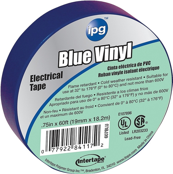IPG 85831 Electrical Tape, 60 ft L, 3/4 in W, Blue [SKU: ORG3779873]