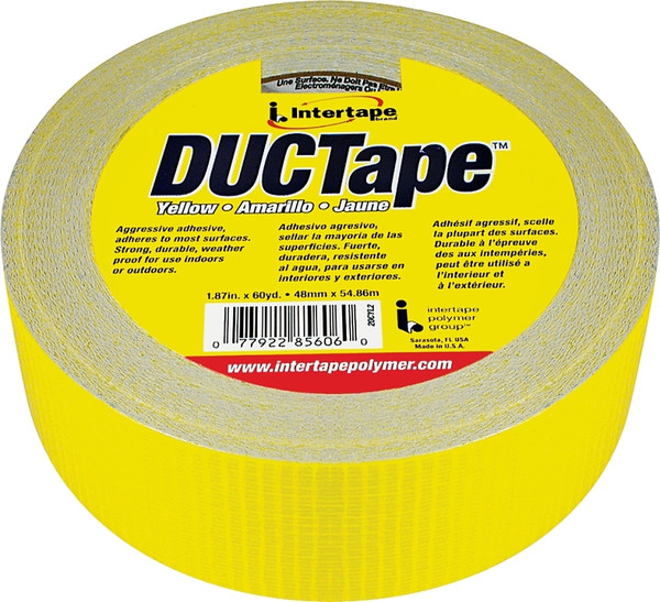 IPG 20C-Y2 Duct Tape, 60 yd L, 1.88 in W, Polyethylene-Coated Cloth Backing, Yellow [SKU: ORG0078493]