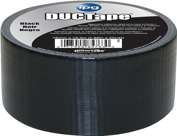 IPG 6720BLK Duct Tape, 20 yd L, 1.88 in W, Polyethylene-Coated Cloth Backing, Black [SKU: ORG9668104]