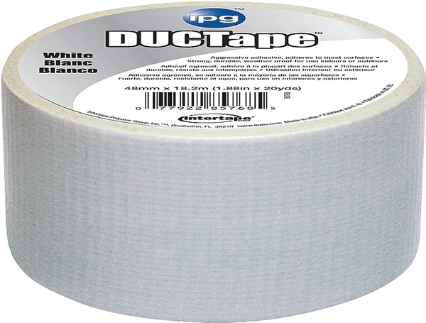 IPG 6720WHT Duct Tape, 20 yd L, 1.88 in W, Polyethylene-Coated Cloth Backing, White [SKU: ORG4439790]
