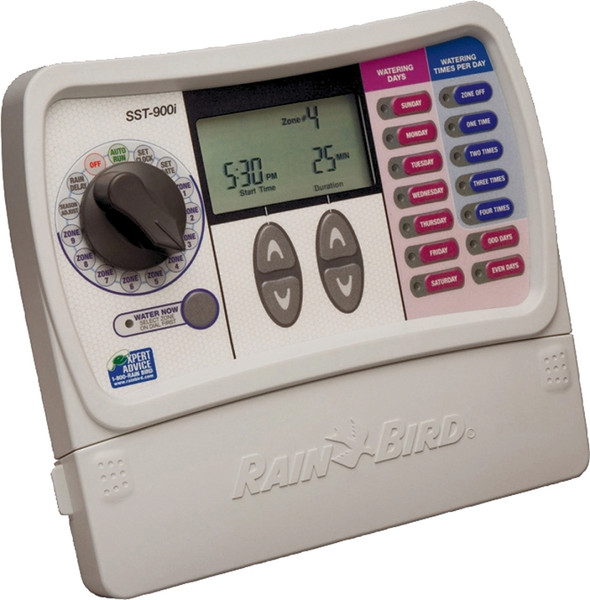 Rain Bird SST900IN Irrigation Timer, 120 V, 9 -Zone, 1 -Program, Digital Display, Wall Mounting, White [SKU: ORG0170688]