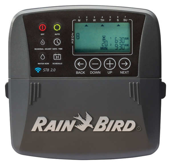 Rain Bird ST8I-2.0 Irrigation Timer, 24/120 VAC, 8 -Zone, 8 -Program, Digital Display, Wall Mounting, Gray [SKU: ORG7935307]