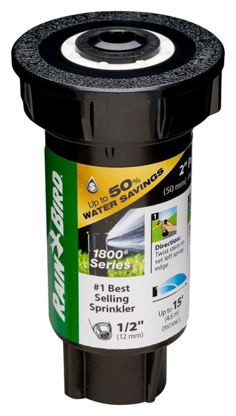 Rain Bird 1800 PRS 1802FDSPRS Pressure Regulating Pop-Up Sprinkler, 1/2 in Connection, FNPT, 2 in H Pop-Up, Plastic [SKU: ORG2077030]