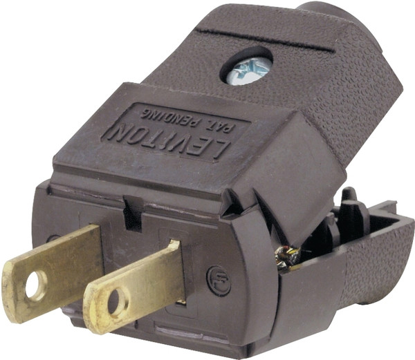 Leviton C20-00101-00P Polarized Electrical Plug, 2 -Pole, 15 A, 125 V, NEMA: NEMA 1-15P, Brown [SKU: ORG4995189]