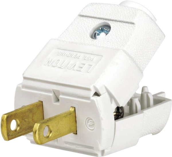 Leviton C22-00101-0WP Electrical Plug, 2 -Pole, 15 A, 125 V, NEMA: NEMA 1-15P, White [SKU: ORG4995197]
