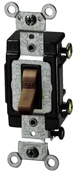 Leviton S00-CS115-02S Toggle Switch, 15 A, 120/277 VAC, Side Wire Terminal, Nylon Housing Material, Brown [SKU: ORG7019128]