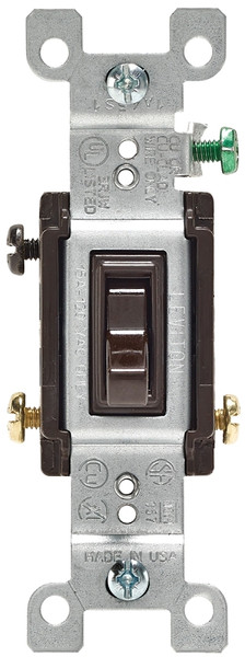Leviton 1453-2 Switch, 15 A, 120 V, 3 -Position, Push-In Terminal, Thermoplastic Housing Material, Brown [SKU: ORG7019102]