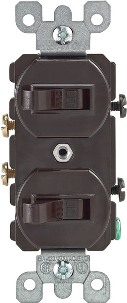 Decora S00-05224-02S Duplex Combination Double Switch, 15 A, 120/277 V, Lead Wire Terminal, Brown [SKU: ORG7017825]