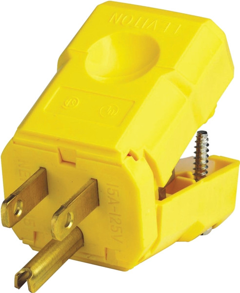 Leviton 021-05256-0PB Electrical Plug, 2 -Pole, 15 A, 125 V, NEMA: NEMA 5-15P, Yellow [SKU: ORG8650327]