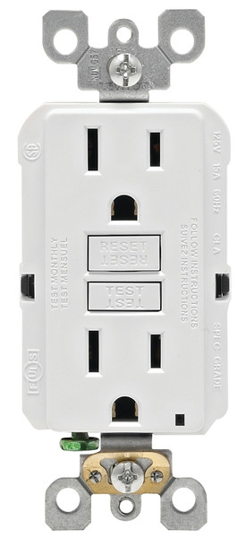 Leviton M02-GFNT1-03W GFCI Receptacle/Outlet, 125 V, 15 A, NEMA: NEMA 5-15R, White [SKU: ORG2856771]