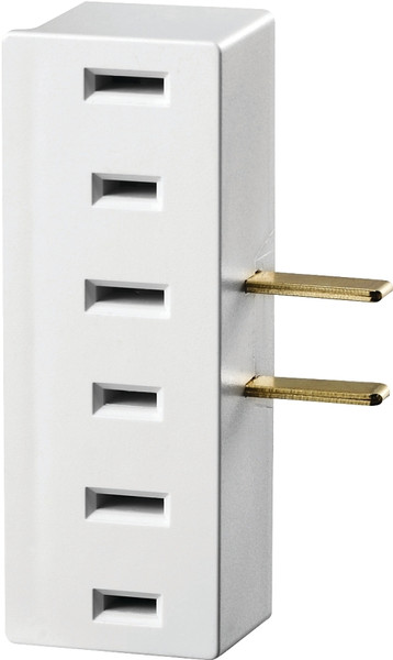 Leviton 002-00065-00W Triple Tap Outlet Adapter, 2 -Pole, 15 A, 125 V, 3 -Outlet, NEMA: NEMA 1-15R, White [SKU: ORG4589339]