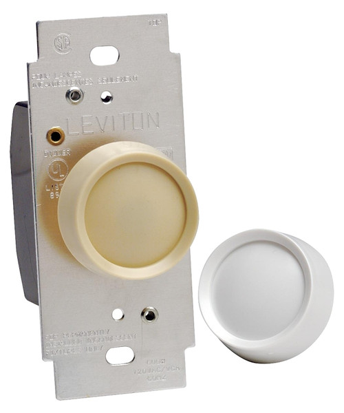 Leviton R00-RDL06-0TW Rotary Dimmer, 120 V, 600 W, CFL, Halogen, Incandescent, LED Lamp, 3-Way, White [SKU: ORG4811501]