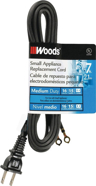 CCI 0288 Replacement Extension Cord, 7 ft L, 15 A, 125 V, Black [SKU: ORG6398440]