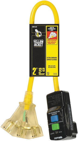 CCI 2814 Power Block, 2 ft Cable, Female, Male, 15 A, 125 V, Yellow [SKU: ORG6754014]