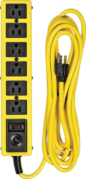 CCI 5138N Surge Protector Power Strip, 125 V, 15 A, 6 -Outlet, 1050 J Energy, Black/Yellow [SKU: ORG9248675]