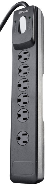 Woods 41494 Surge Protector, 120 VAC, 15 A, 6 -Outlet, 1440 J Energy, Black [SKU: ORG7226053]