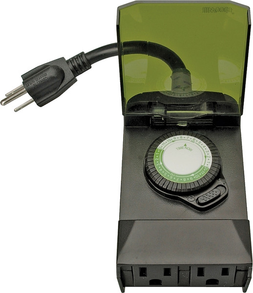Woods 50011 Mechanical Timer, 15 A, 125 V, 1875 W, 24 hr Time Setting, 24 On/Off Cycles Per Day Cycle, Black [SKU: ORG1827195]