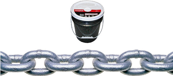Campbell 014-0633 Proof Coil Chain, 3/8 in, 63 ft L, 30 Grade, Steel, Galvanized [SKU: ORG2342046]