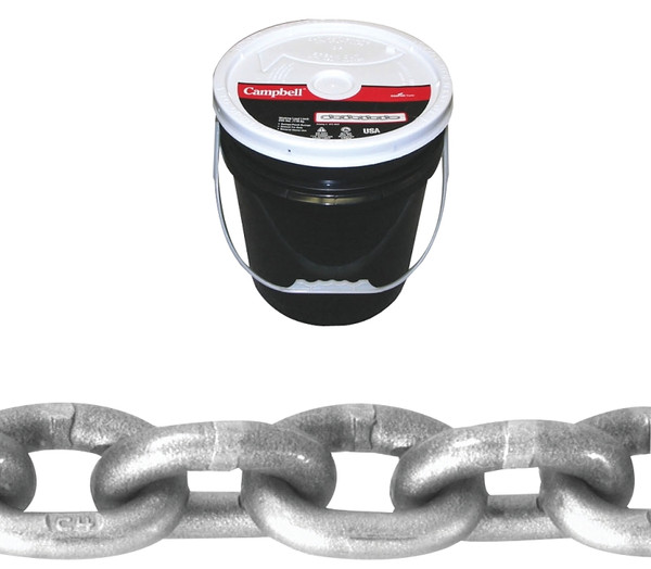 Campbell 0181523 High-Test Chain, 5/16 in, 100 ft L, 3900 lb Working Load, 43 Grade, Carbon Steel, Zinc [SKU: ORG6324289]