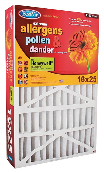 BestAir HW1625 Air Filter, 25 in L, 16 in W, 8 MERV [SKU: ORG3601929]