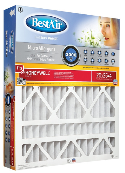 BestAir HW2025-13R Air Filter, 24-5/8 in L, 19-3/4 in W, 13 MERV [SKU: ORG3602612]