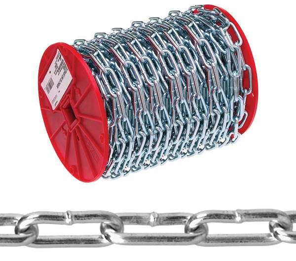 Campbell 0723627 Straight Link Coil Chain, #2/0, 125 ft L, 520 lb Working Load, Steel, Zinc [SKU: ORG6323679]