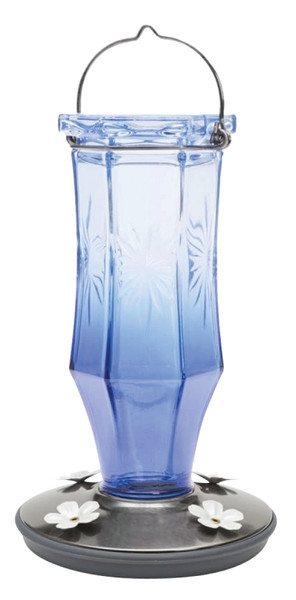 Perky-Pet 8129-2 Bird Feeder, Sapphire Starburst Vintage, 16 oz, 4 -Port/Perch, Glass, Blue, 8-1/2 in H [SKU: ORG2277762]