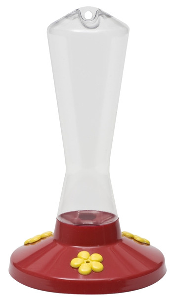 Perky-Pet 211 Bird Feeder, Pinch Waist, 8 oz, Nectar, 3-Port/Perch, Plastic, Clear/Red, Hang Mounting [SKU: ORG7424450]