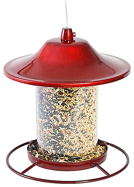 Perky-Pet 312R Panorama Bird Feeder, 9 in H, Perch, 2 lb, Red, Powder-Coated Red Sparkle [SKU: ORG3042819]
