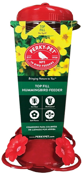 Perky-Pet 138TF Bird Feeder, 24 oz, 4-Port/Perch, Plastic, Clear, 10-3/4 in H [SKU: ORG7194749]