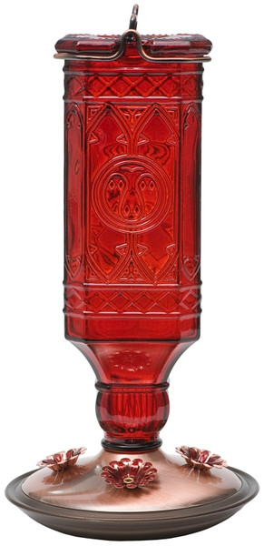 Perky-Pet 8116-2 Bird Feeder, 24 oz, 4-Port/Perch, Glass, Red [SKU: ORG8886178]