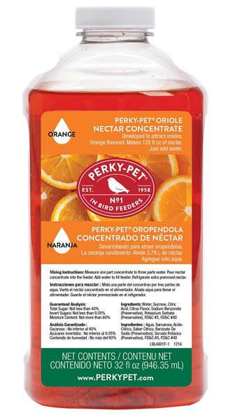 Perky-Pet 4801 Nectar, Concentrated, Liquid, Orange, 32 oz Bottle [SKU: ORG9870940]