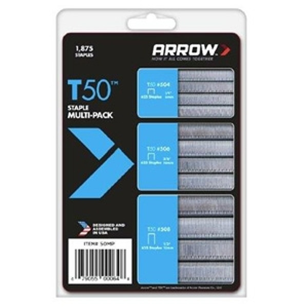 Arrow T50 Series 50MP Staple, 1/2 to 3/8 in L Leg [SKU: ORG6524177]