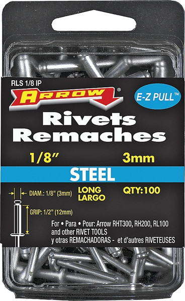 Arrow RLS1/8IP Pop Rivet, Long, 1/2 in L, Steel [SKU: ORG6777890]
