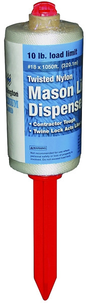 Wellington Contractor Tough Series 82177 Twine Stake with Dispenser, #18 Dia, 1050 ft L, 10 lb Working Load, Nylon [SKU: ORG6603435]