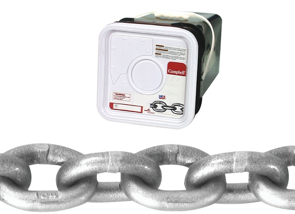 Campbell 0184516 High-Test Chain, 5/16 in, 60 ft L, 3900 lb Working Load, 43 Grade, Carbon Steel, Bright/Galvanized [SKU: ORG6711428]