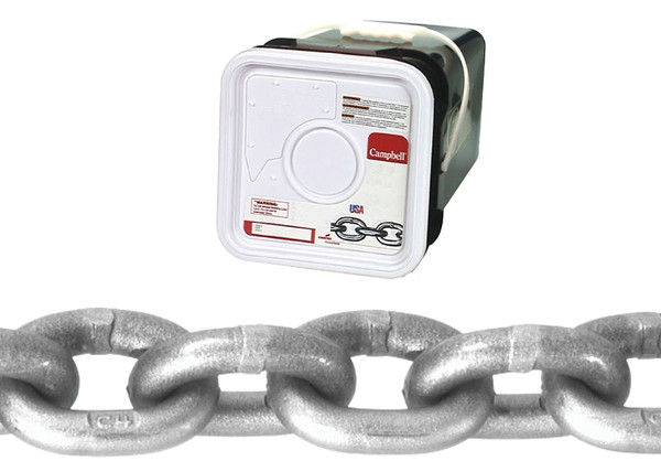 Campbell 0184616 High-Test Chain, 3/8 in, 40 ft L, 5400 lb Working Load, 43 Grade, Carbon Steel, Bright/Galvanized [SKU: ORG6711410]
