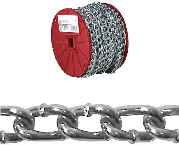 Campbell 0722527 Twist Link Coil Chain, #2/0, 70 ft L, 520 lb Working Load, Steel, Zinc [SKU: ORG6323570]