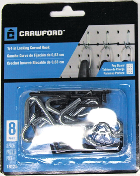 CRAWFORD 18125 Peg Hook, Steel, Black/Silver, Zinc [SKU: ORG7001605]