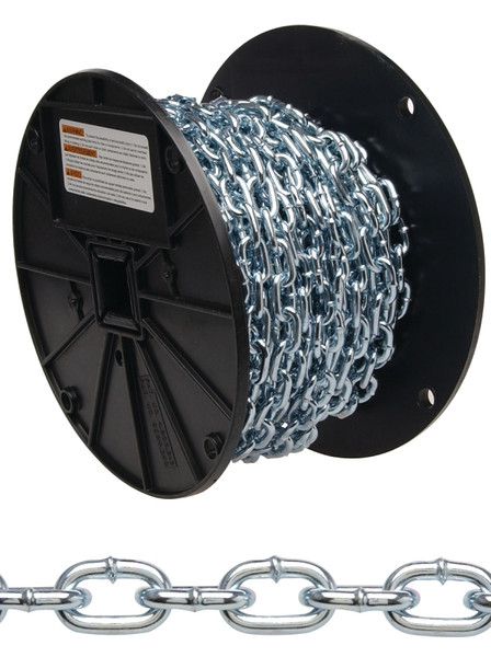 Campbell 0726727 Straight Link Coil Chain, #2, 125 ft L, 325 lb Working Load, Steel, Zinc [SKU: ORG6285985]